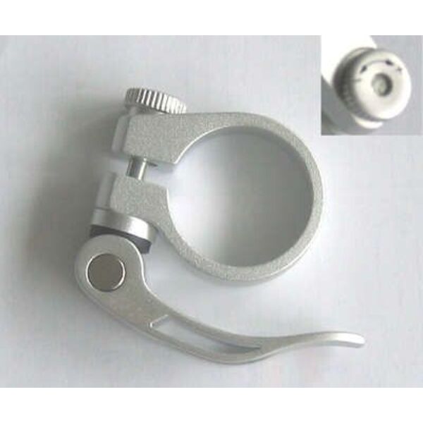 Balno koto užspaustukas 34,9 sidabrinis su greitveržle