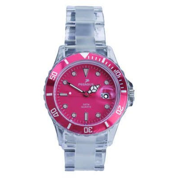 Laikrodis Pegasus skaidrus/rožinis 40mm