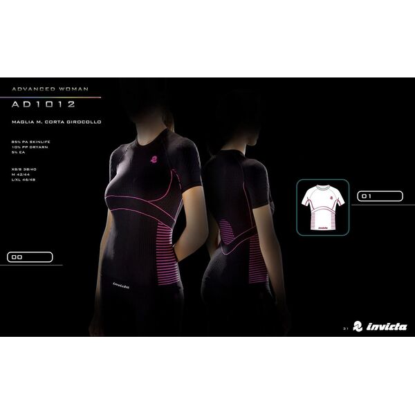 Termo marškinėliai mot.trumpom rankovėm Invicto Maglia M/Corta donna balti 